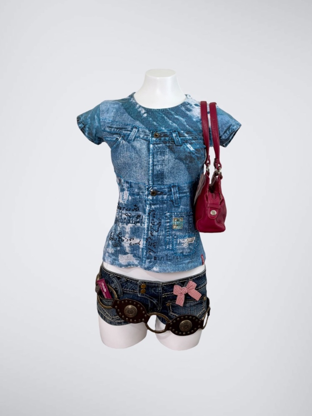 VTG Archive Miss Sixty Denim Graphic Tee with Sequin Details